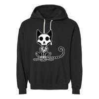Skeleton X-Ray Cat Day Of The Dead Garment-Dyed Fleece Hoodie