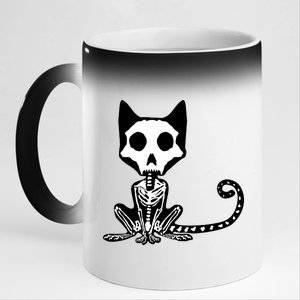 Skeleton X-Ray Cat Day Of The Dead 11oz Black Color Changing Mug