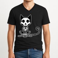 Skeleton X-Ray Cat Day Of The Dead V-Neck T-Shirt