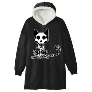 Skeleton X-Ray Cat Day Of The Dead Hooded Wearable Blanket