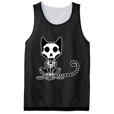 Skeleton X-Ray Cat Day Of The Dead Mesh Reversible Basketball Jersey Tank