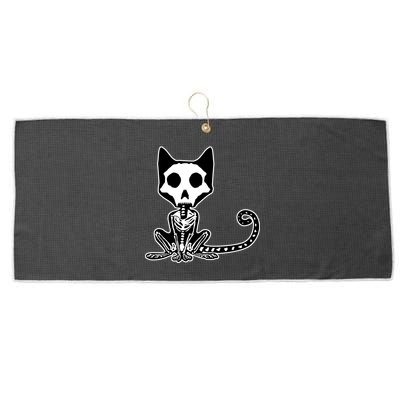 Skeleton X-Ray Cat Day Of The Dead Large Microfiber Waffle Golf Towel