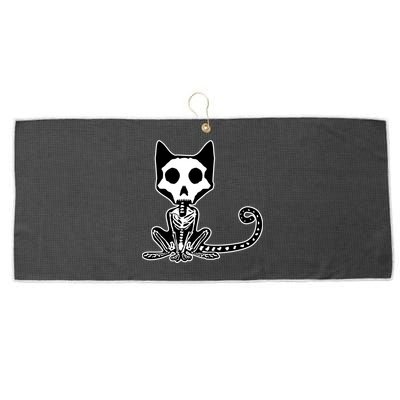 Skeleton X-Ray Cat Day Of The Dead Large Microfiber Waffle Golf Towel