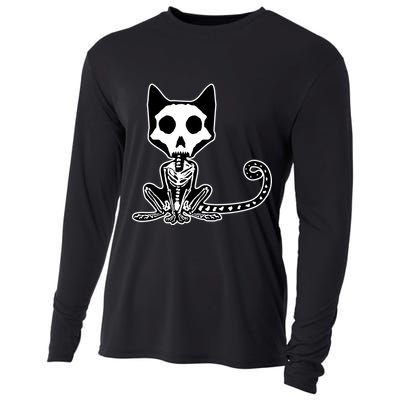 Skeleton X-Ray Cat Day Of The Dead Cooling Performance Long Sleeve Crew