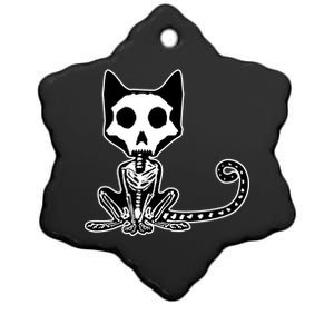 Skeleton X-Ray Cat Day Of The Dead Ceramic Star Ornament