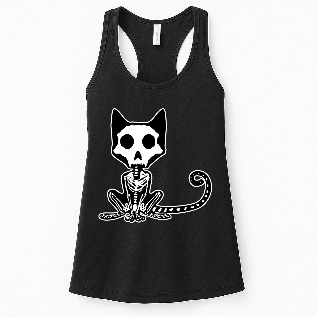 Skeleton X-Ray Cat Day Of The Dead Womens Tank Top