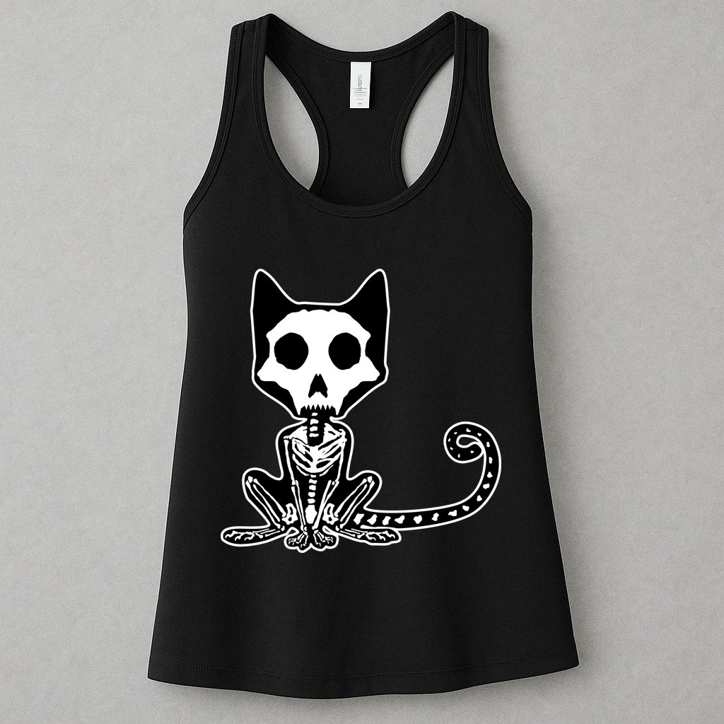 Skeleton X-Ray Cat Day Of The Dead Womens Tank Top