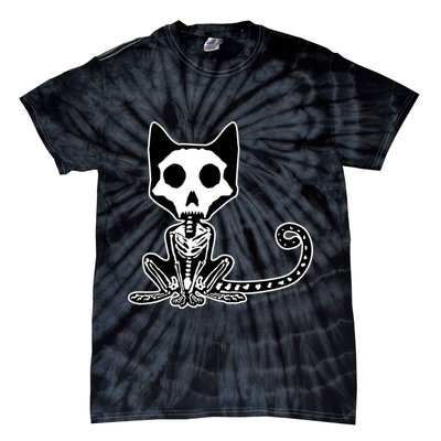 Skeleton X-Ray Cat Day Of The Dead Tie-Dye T-Shirt