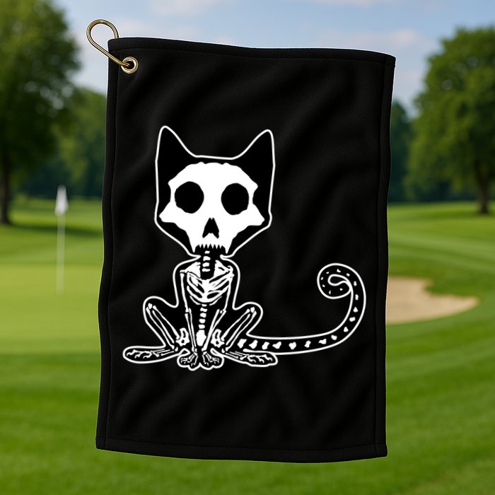 Skeleton X-Ray Cat Day Of The Dead Golf Towel