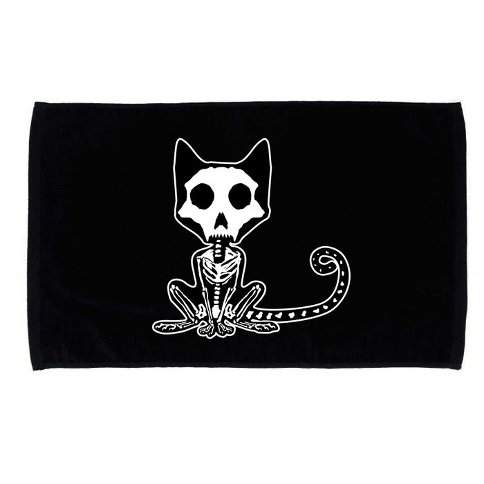 Skeleton X-Ray Cat Day Of The Dead Microfiber Hand Towel