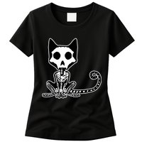 Skeleton X-Ray Cat Day Of The Dead Womens T-Shirt