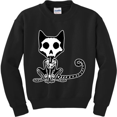 Skeleton X-Ray Cat Day Of The Dead Kids Sweatshirt