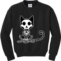Skeleton X-Ray Cat Day Of The Dead Kids Sweatshirt