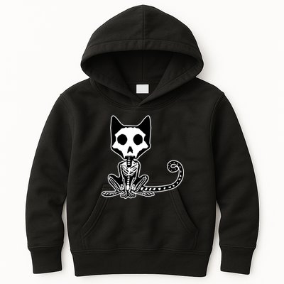 Skeleton X-Ray Cat Day Of The Dead Kids Hoodie