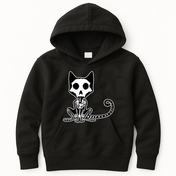 Skeleton X-Ray Cat Day Of The Dead Kids Hoodie