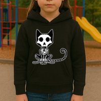 Skeleton X-Ray Cat Day Of The Dead Kids Hoodie