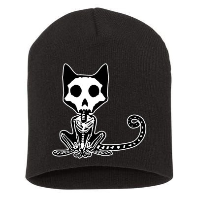 Skeleton X-Ray Cat Day Of The Dead Short Acrylic Beanie