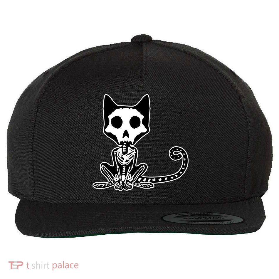 Skeleton X-Ray Cat Day Of The Dead Wool Snapback Cap