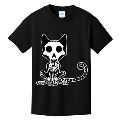 Skeleton X-Ray Cat Day Of The Dead Kids T-Shirt
