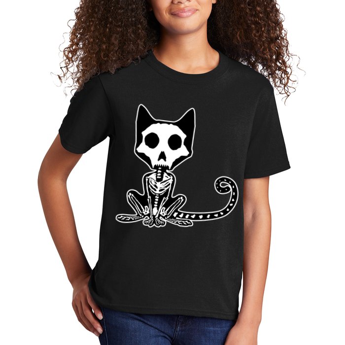 Skeleton X-Ray Cat Day Of The Dead Kids T-Shirt