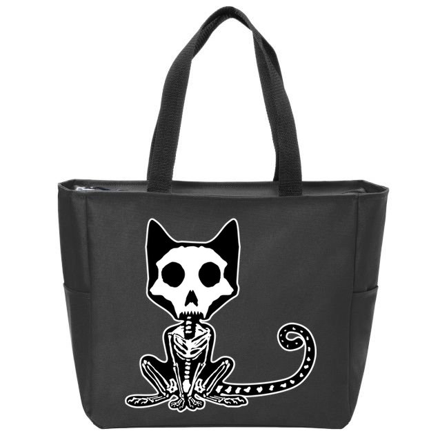 Skeleton X-Ray Cat Day Of The Dead Zip Tote Bag