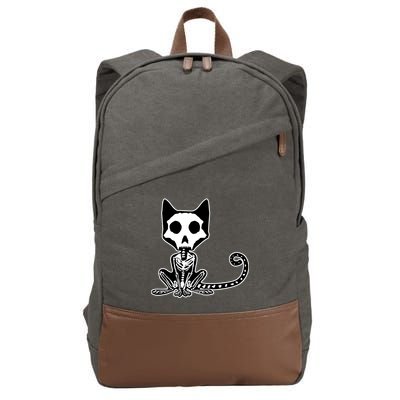 Skeleton X-Ray Cat Day Of The Dead Cotton Canvas Backpack