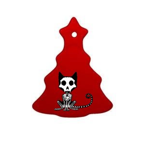 Skeleton X-Ray Cat Day Of The Dead Ceramic Tree Ornament