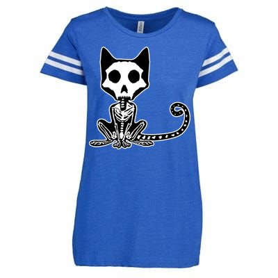 Skeleton X-Ray Cat Day Of The Dead Enza Ladies Jersey Football T-Shirt