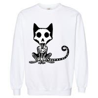 Skeleton X-Ray Cat Day Of The Dead Garment-Dyed Sweatshirt
