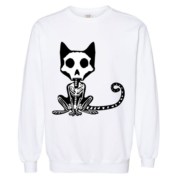 Skeleton X-Ray Cat Day Of The Dead Garment-Dyed Sweatshirt