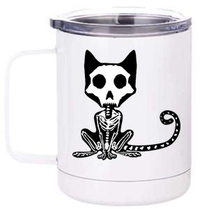 Skeleton X-Ray Cat Day Of The Dead 12 oz Stainless Steel Tumbler Cup