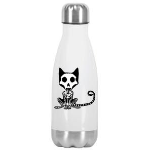 Skeleton X-Ray Cat Day Of The Dead Stainless Steel Insulated Water Bottle