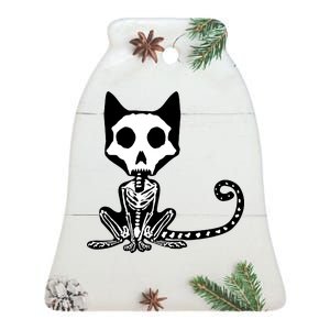 Skeleton X-Ray Cat Day Of The Dead Ceramic Bell Ornament