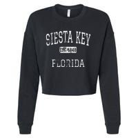 Siesta Key Florida Fl Vintage Cropped Pullover Crew