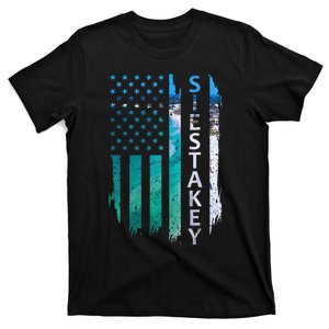 Siesta Key Florida Summer Sunset American Flag Patriotic T-Shirt