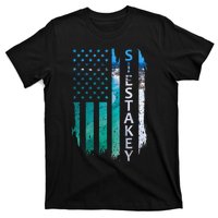 Siesta Key Florida Summer Sunset American Flag Patriotic T-Shirt