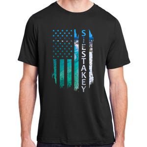 Siesta Key Florida Summer Sunset American Flag Patriotic Adult ChromaSoft Performance T-Shirt