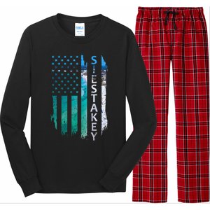 Siesta Key Florida Summer Sunset American Flag Patriotic Long Sleeve Pajama Set