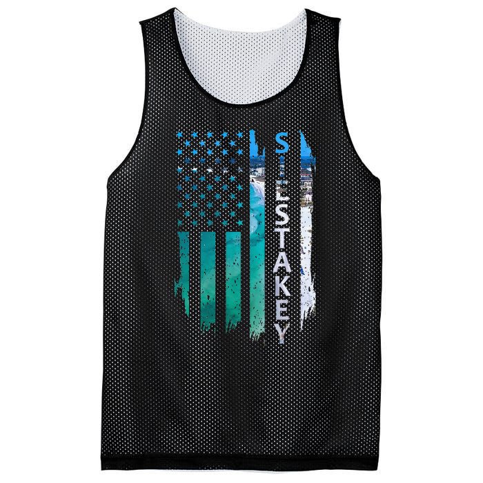 Siesta Key Florida Summer Sunset American Flag Patriotic Mesh Reversible Basketball Jersey Tank