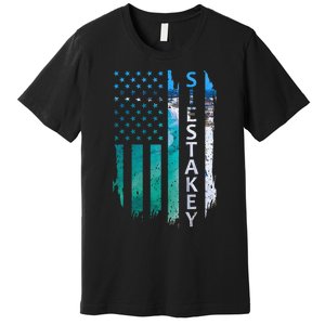 Siesta Key Florida Summer Sunset American Flag Patriotic Premium T-Shirt