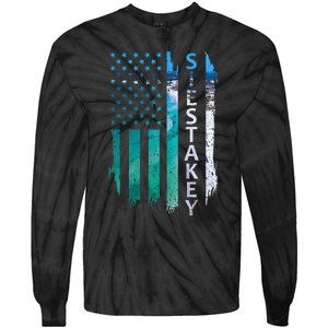 Siesta Key Florida Summer Sunset American Flag Patriotic Tie-Dye Long Sleeve Shirt