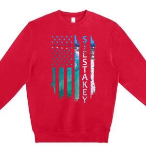 Siesta Key Florida Summer Sunset American Flag Patriotic Premium Crewneck Sweatshirt