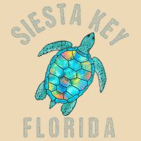 Siesta Key FL Beach Design Sea Turtle Illustration Gift Drawstring Bag