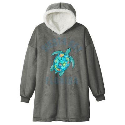 Siesta Key FL Beach Design Sea Turtle Illustration Gift Hooded Wearable Blanket