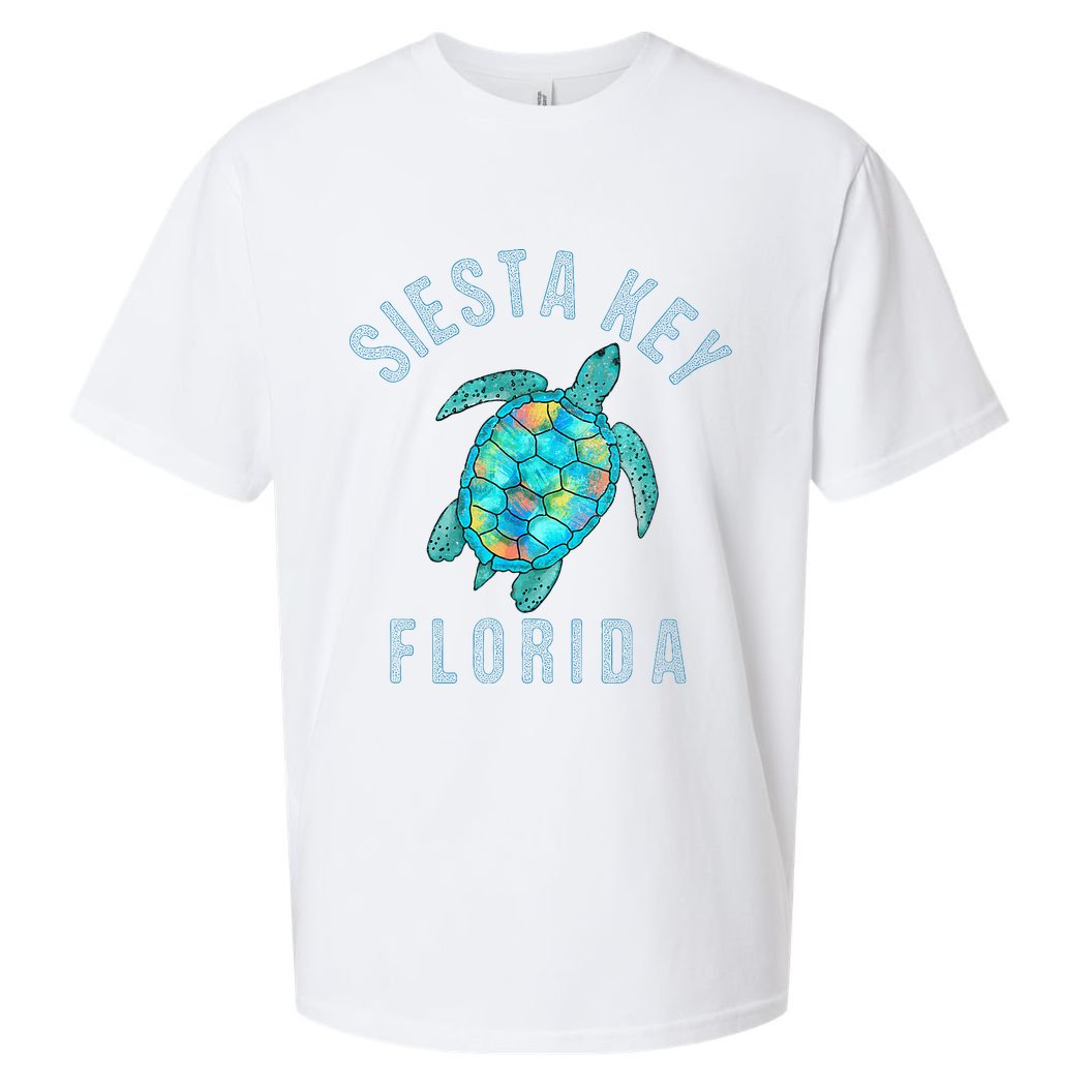 Siesta Key FL Beach Design Sea Turtle Illustration Gift Sueded Cloud Jersey T-Shirt