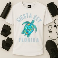 Siesta Key FL Beach Design Sea Turtle Illustration Gift Cooling Performance Crew T-Shirt