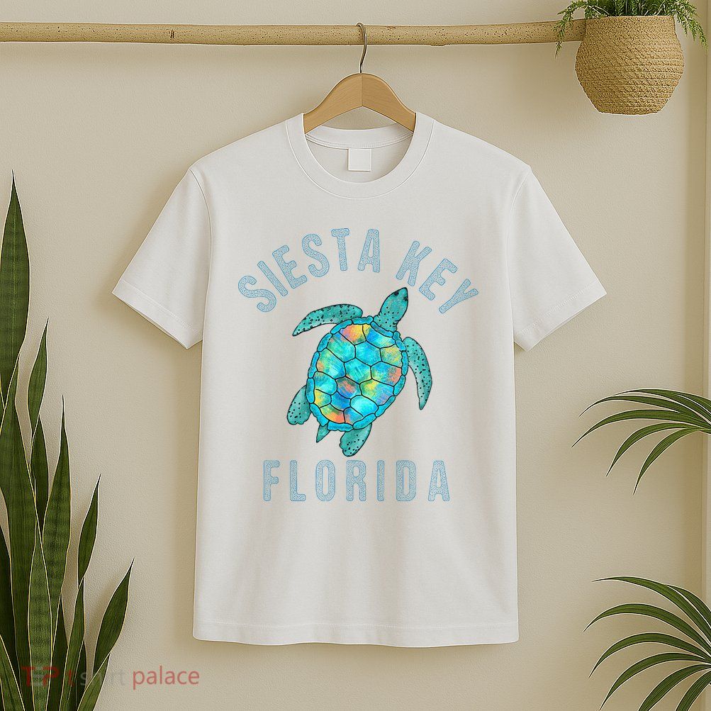 Siesta Key FL Beach Design Sea Turtle Illustration Gift T-Shirt