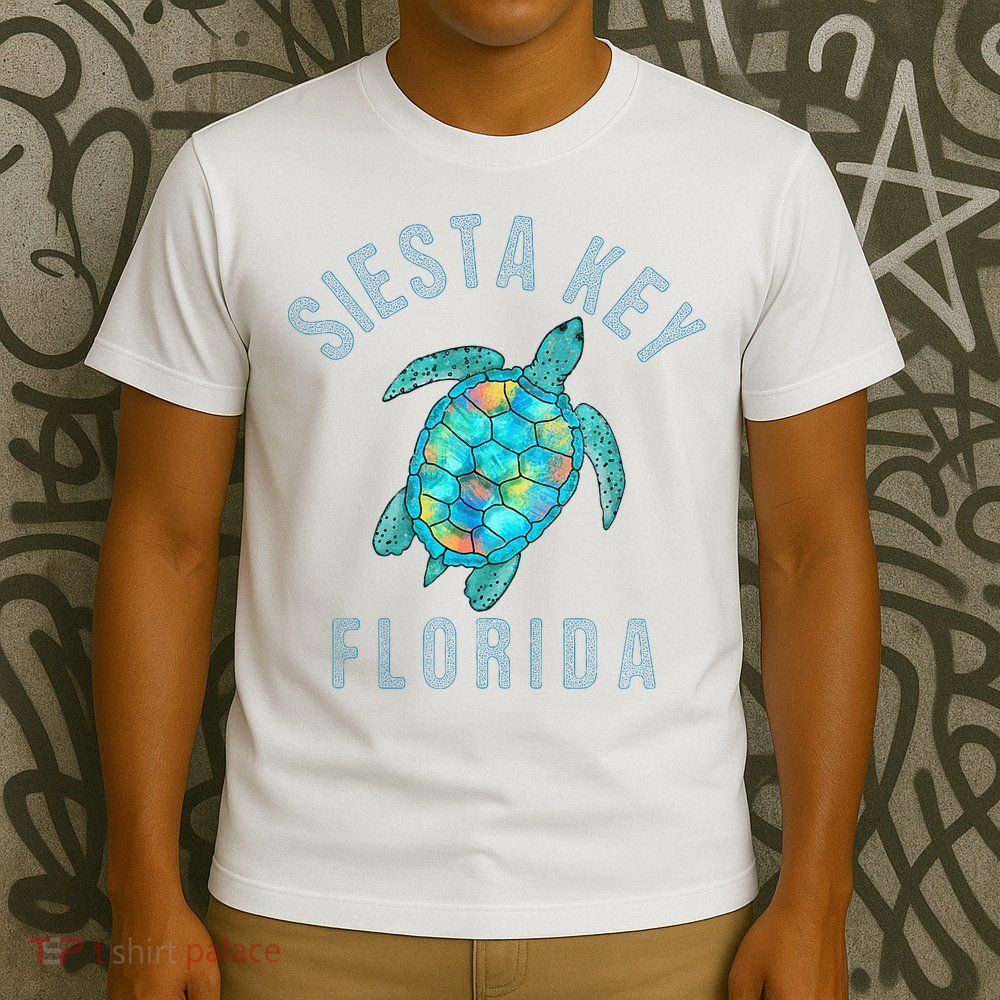 Siesta Key FL Beach Design Sea Turtle Illustration Gift T-Shirt