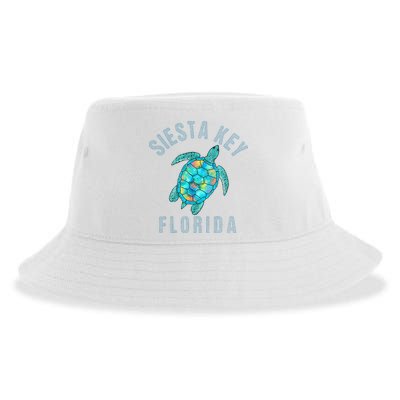Siesta Key FL Beach Design Sea Turtle Illustration Gift Sustainable Bucket Hat