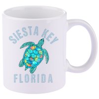 Siesta Key FL Beach Design Sea Turtle Illustration Gift 11oz C Handle Ceramic Mug